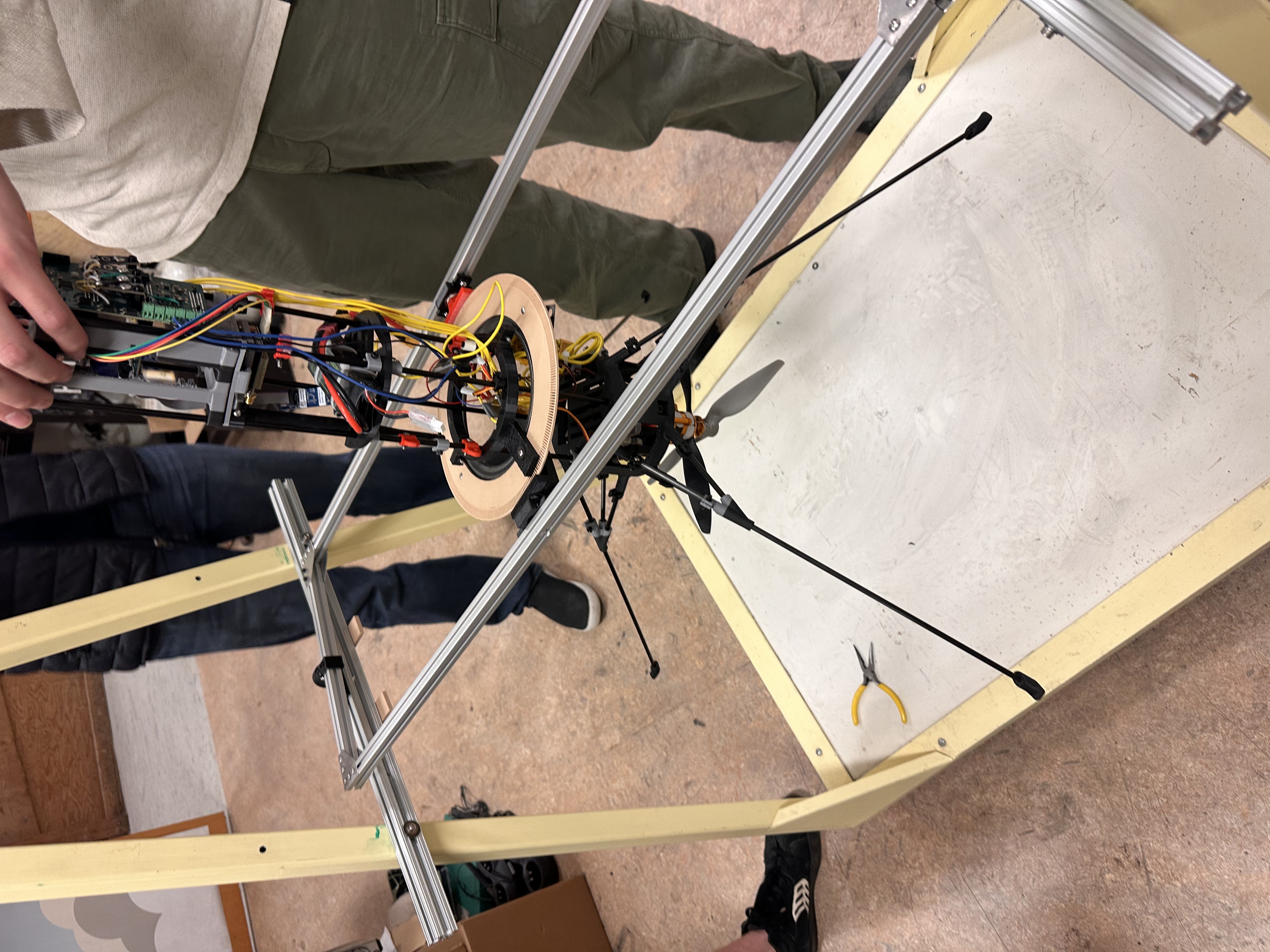 Assembled 3-DOF gimbal test stand during controls testing